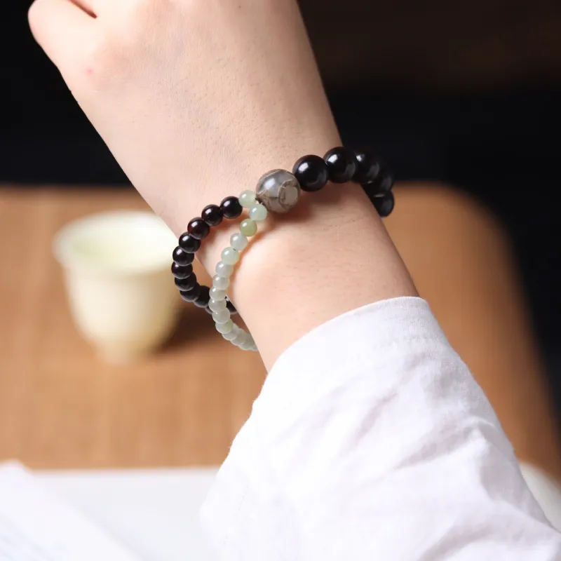 LINKY Laboratory Small Leaf Red Sandalwood Bracelets Unisex-2