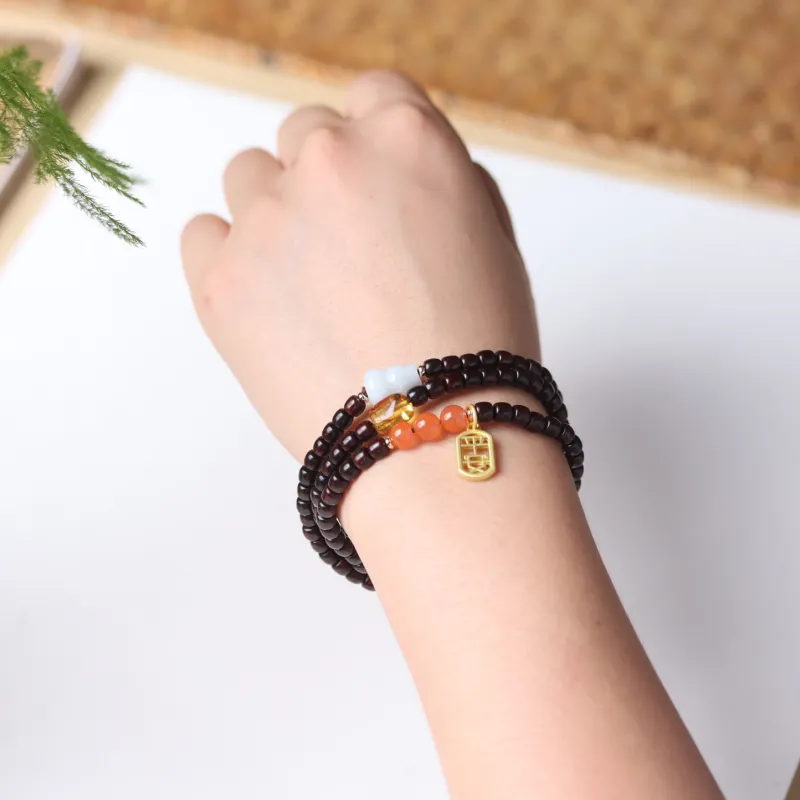 LINKY Laboratory Small Leaf Red Sandalwood Bracelets Unisex-2
