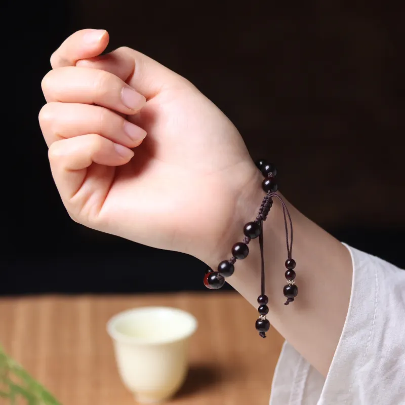 LINKY Laboratory Small Leaf Red Sandalwood Bracelets Unisex-3