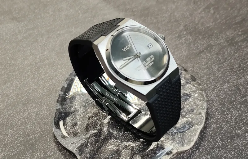 Vickit Automatic Mechanical Movement Silicone Strap Watch Men's Watch Silver Dial-1