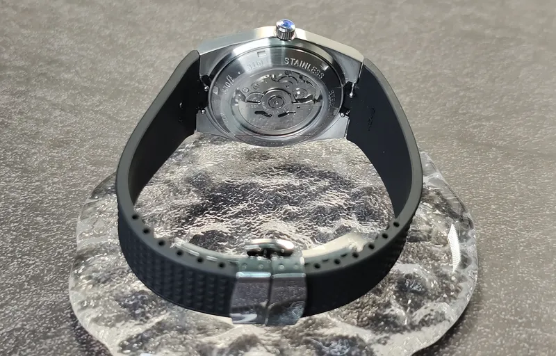 Vickit Automatic Mechanical Movement Silicone Strap Watch Men's Watch Silver Dial-5