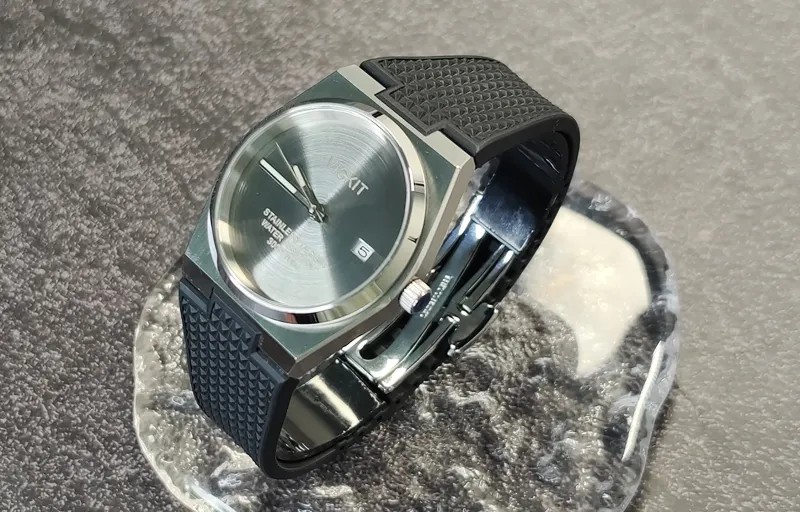 Vickit Automatic Mechanical Movement Silicone Strap Watch Men's Watch Silver Dial-2