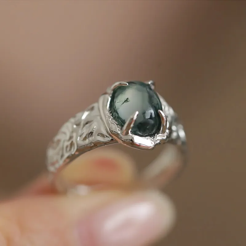 DTOTO Natural Agate Rings Women's-3