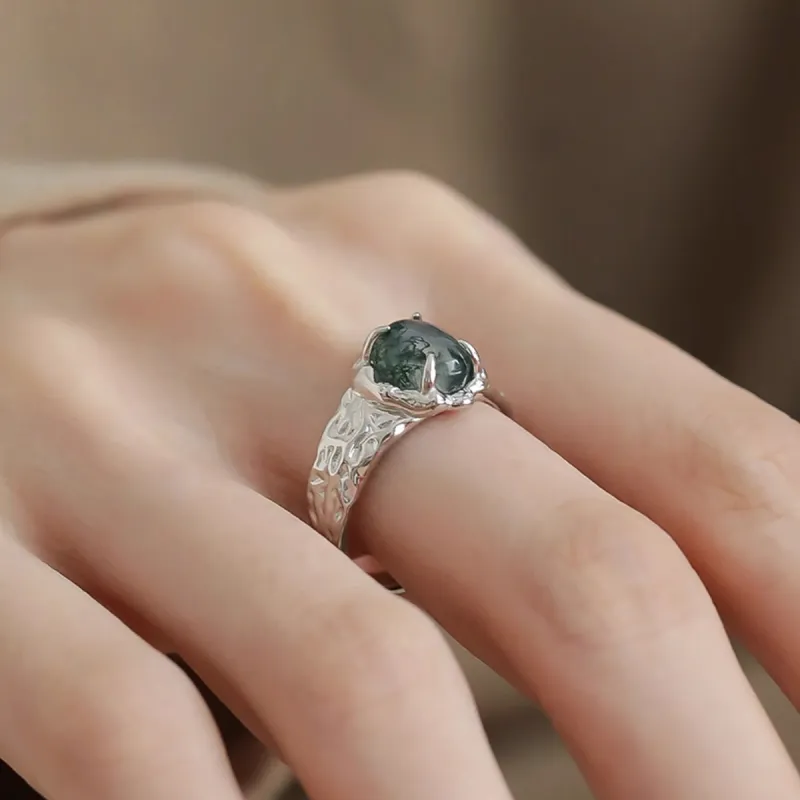 DTOTO Natural Agate Rings Women's-2