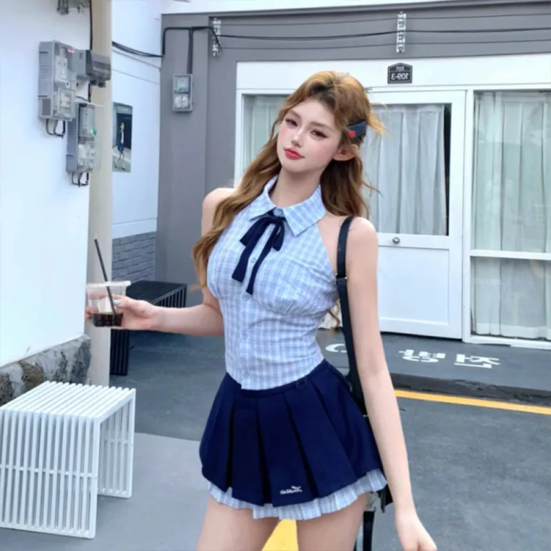 Spicy Gals Skirt Set Women's Blue-2