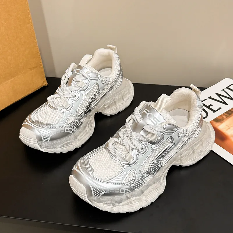VKOI 1999 Rubber Sole Height Increasing Lightweight Slip Resistant Low Top Chunky Sneakers Women's-4