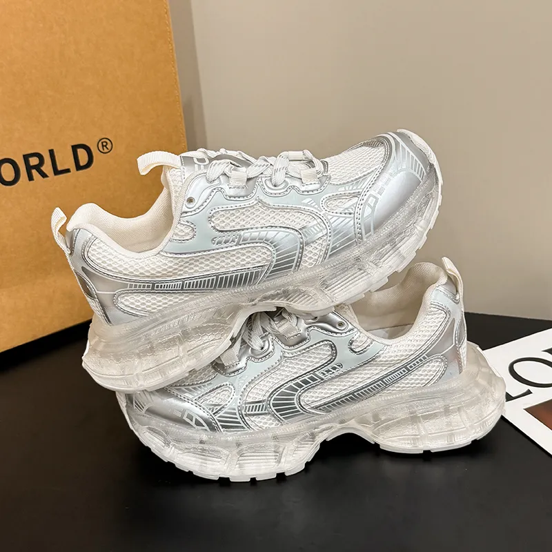 VKOI 1999 Rubber Sole Height Increasing Lightweight Slip Resistant Low Top Chunky Sneakers Women's-5