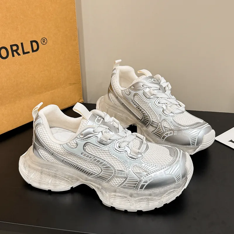 VKOI 1999 Rubber Sole Height Increasing Lightweight Slip Resistant Low Top Chunky Sneakers Women's-6