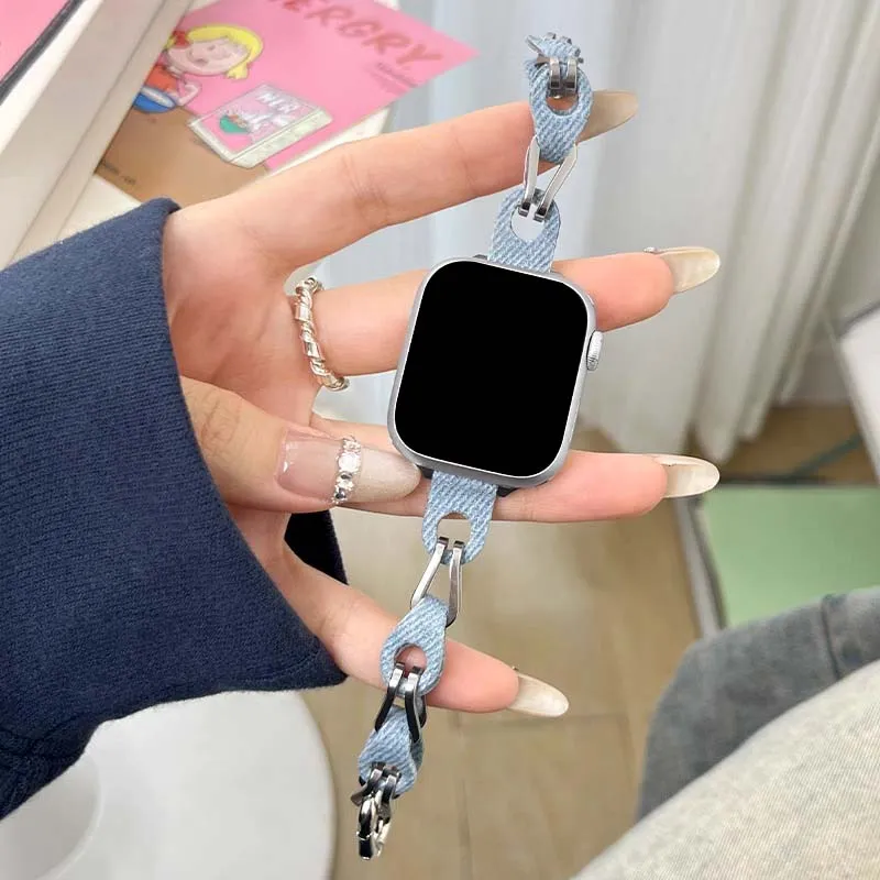 Fly Apple Compatibility Watch Band 49mm Denim Material-5