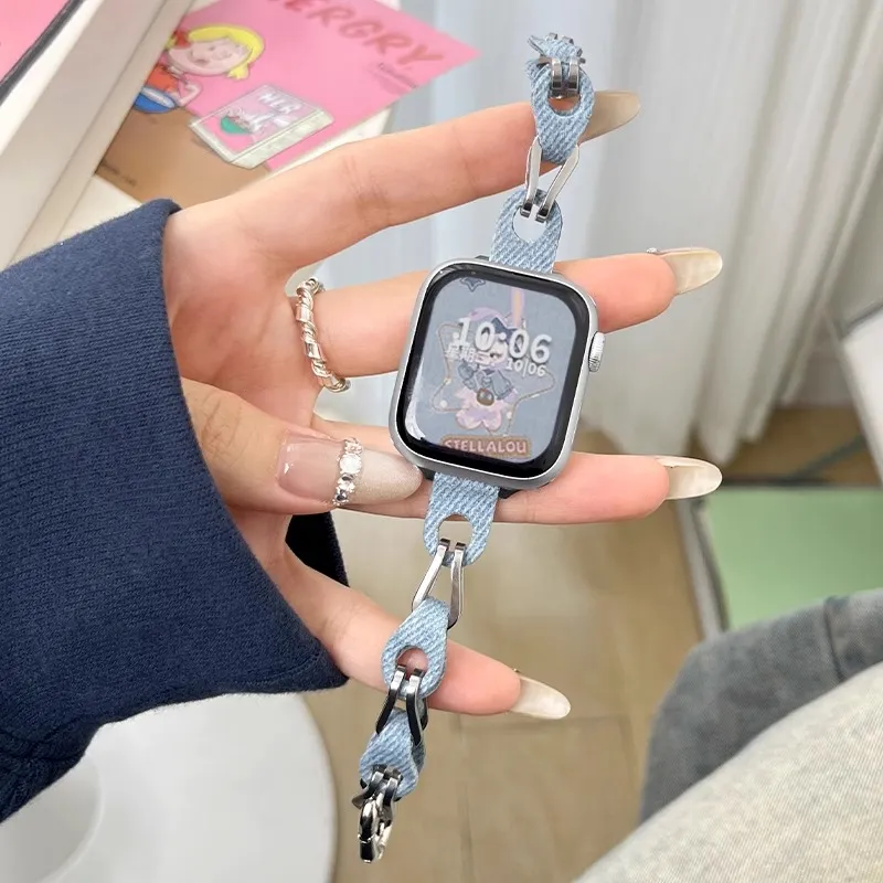 Fly Apple Compatibility Watch Band 49mm Denim Material-6