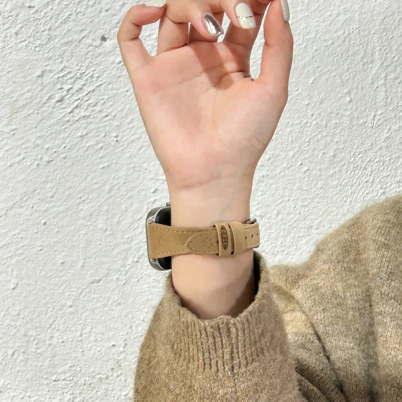 Fly Watch Band Red Beige Compatibility Suede Material-3