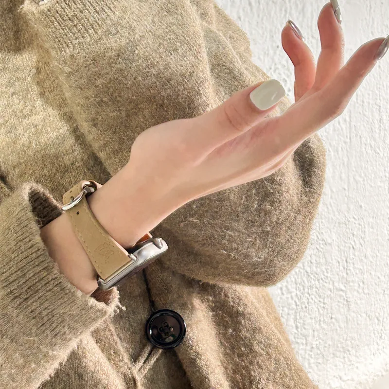 Fly Watch Band Red Beige Compatibility Suede Material-5