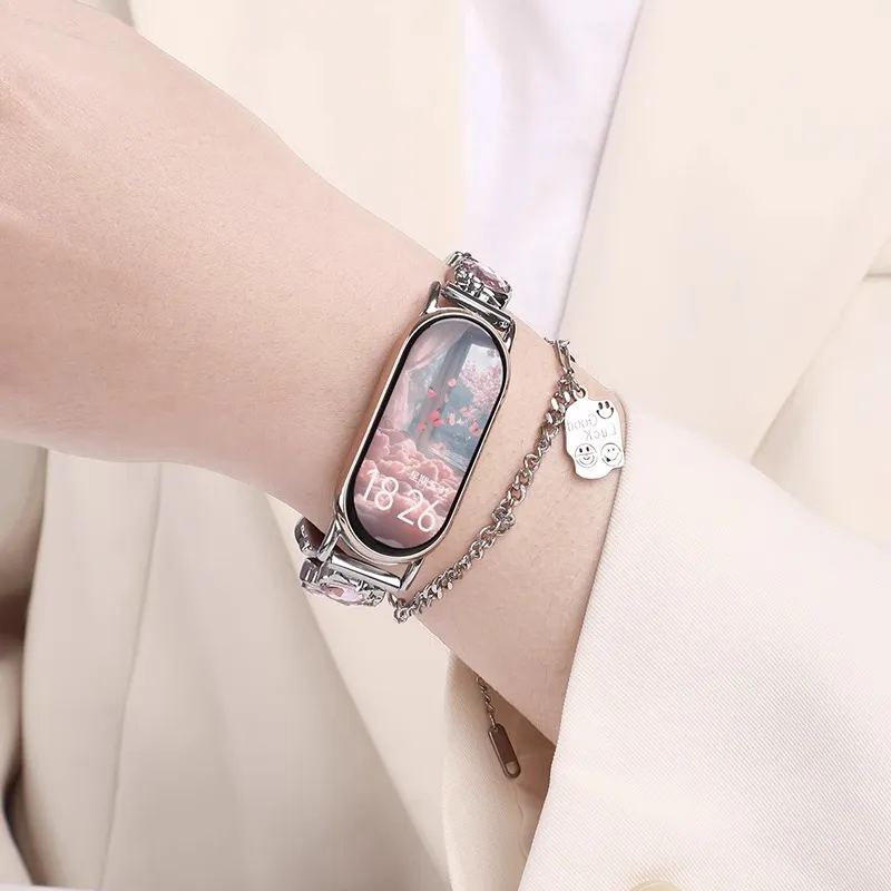 Fly Xiaomi Smart Band 9/8/7/6/5/4/3 NFC Strap Xiaomi Compatibility Watch Band 145~210mm Metal-6