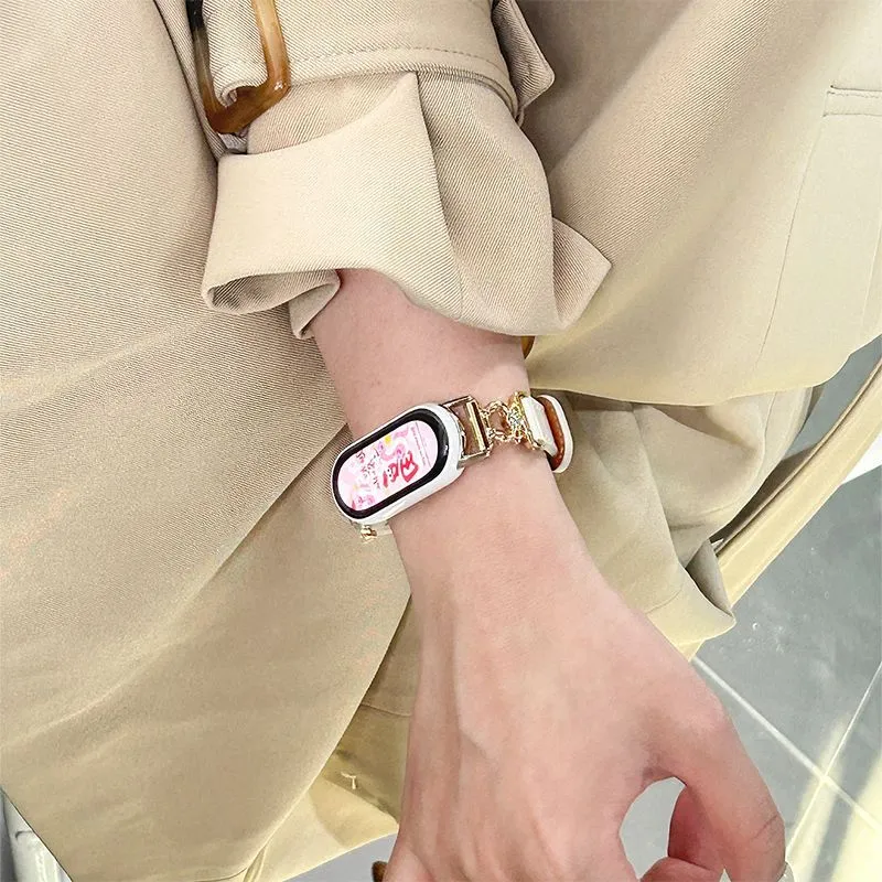 Fly Xiaomi Compatibility Watch Band 12.5 21cm Metal, Leather Material-5