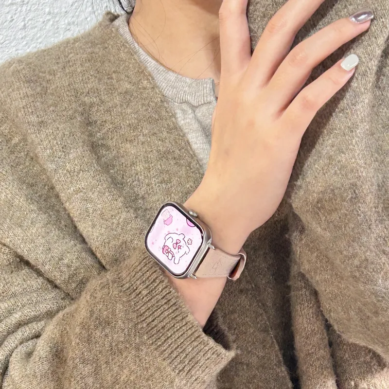 Fly Watch Band Red Beige Compatibility Suede Material-2