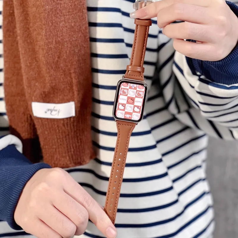 Fly Xiaomi Red Beige Compatibility Watch Band Leather-5