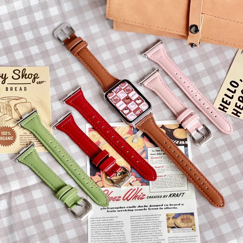 Fly Xiaomi Red Beige Compatibility Watch Band Leather-1