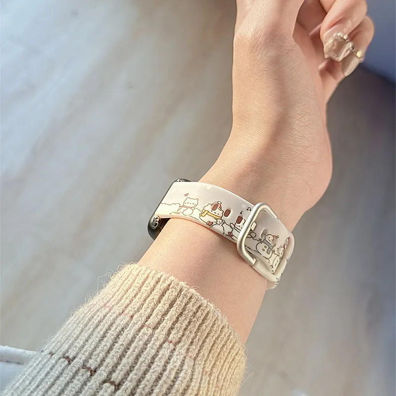 Fly Xiaomi Red Beige Compatibility Watch Band Silicone Material-5