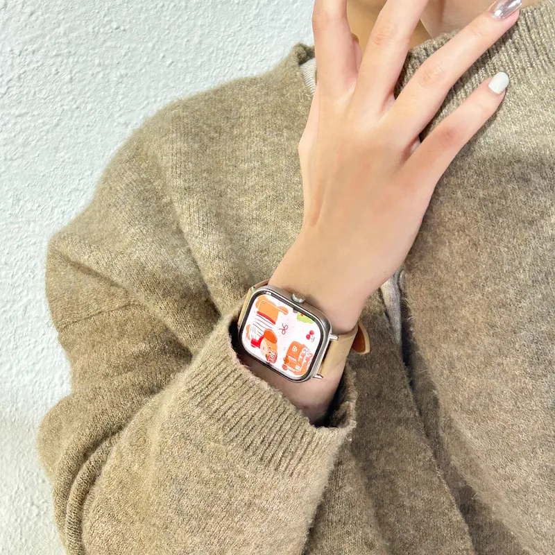 Fly Watch Band Red Beige Compatibility Suede Material-1