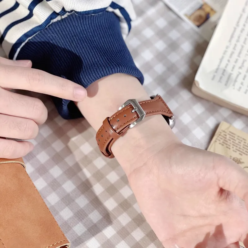 Fly Xiaomi Red Beige Compatibility Watch Band Leather-4