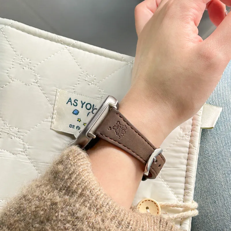 Fly Watch Band Red Beige Compatibility Suede Material-7