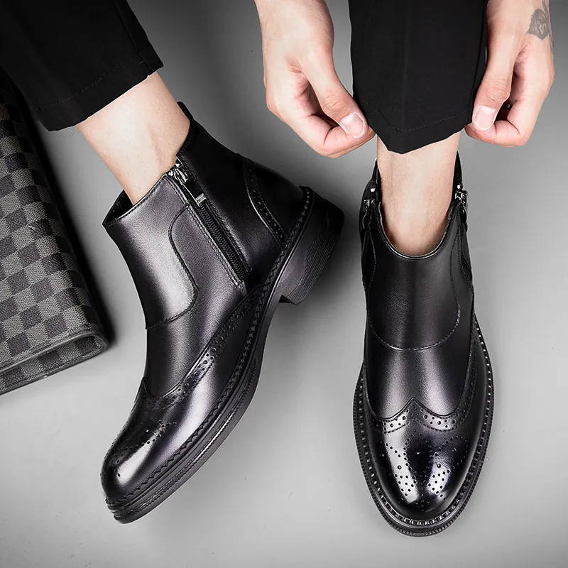 Bull Thunder Ankle Boots 3.5cm Men's Black-11