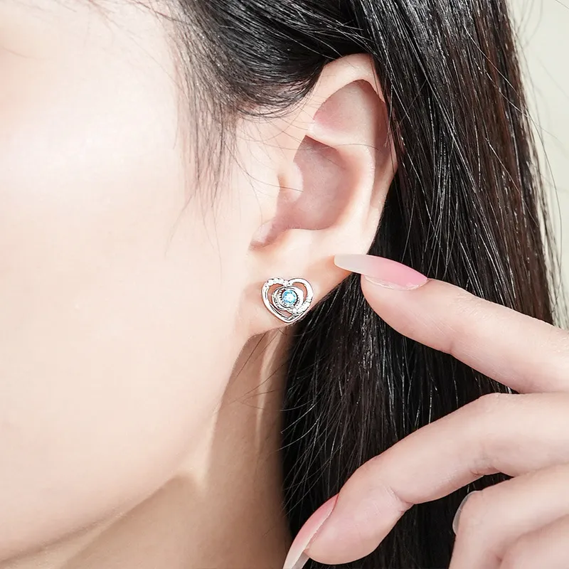 QUIET LOVE S999 Fine Silver Stud Earrings Women's-2