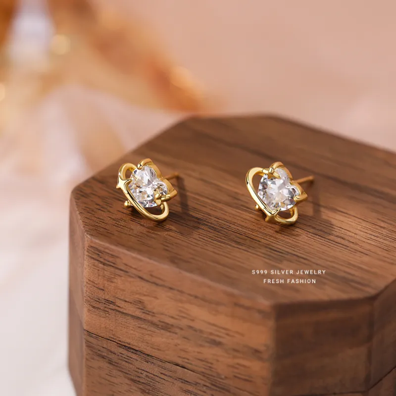 QUIET LOVE Sterling Silver Stud Earrings Women's-9