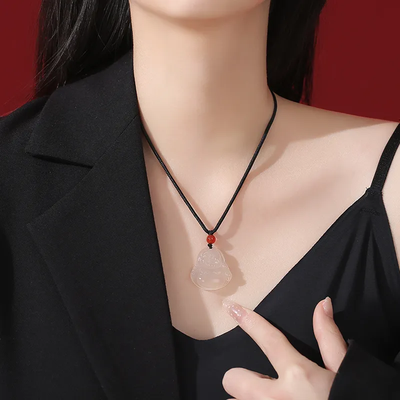 QUIET LOVE Chalcedony Jade Necklaces Unisex-11