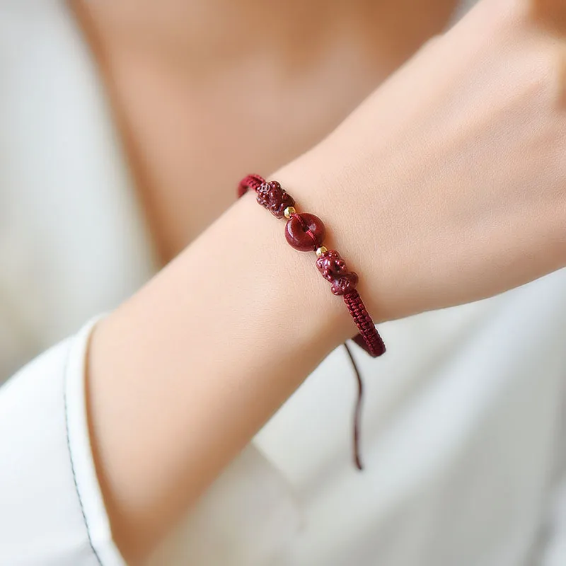 QUIET LOVE Cinnabar Jade Bracelets Unisex-6