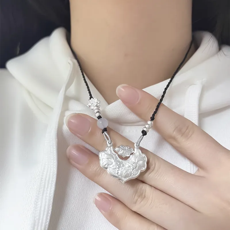 YINZHIXING Foot Silver 990 Necklaces Unisex-8
