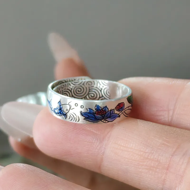 YINZHIXING 999 Fine Silver Rings Unisex-5