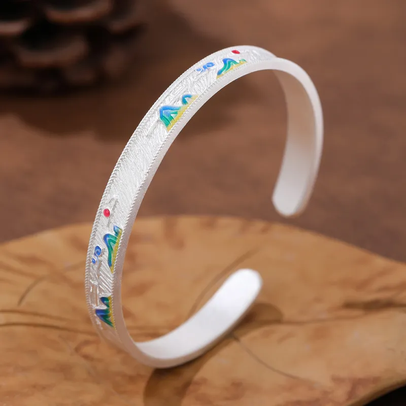 YINZHIXING 999 Fine Silver Bangles Unisex-5