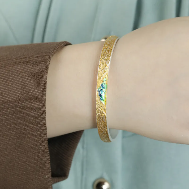 YINZHIXING 999 Fine Silver Bangles Women's-1