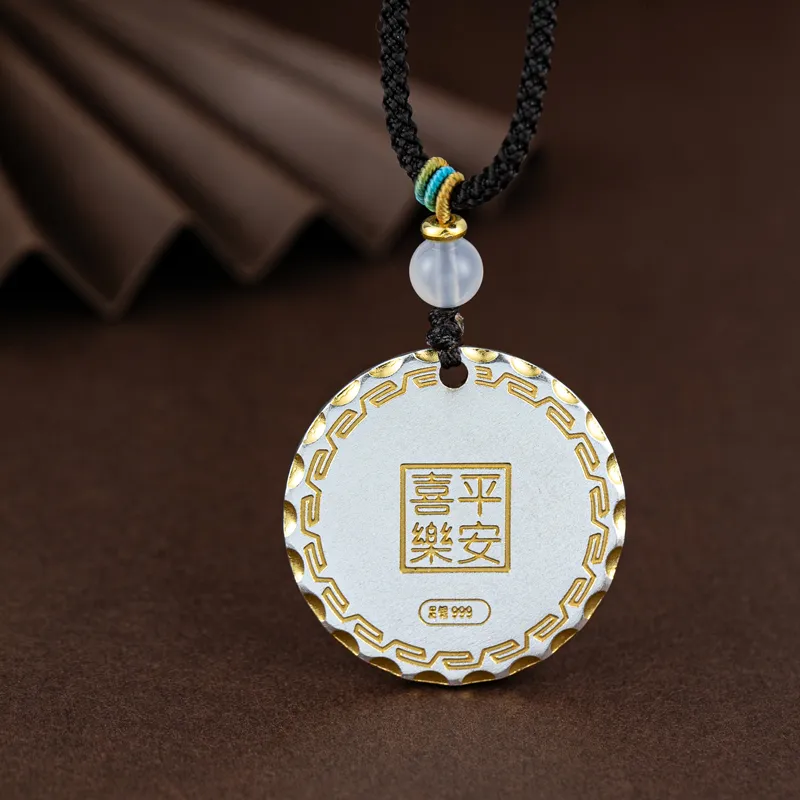 YINZHIXING 999 Fine Silver Foot Silver Pendants Unisex-6