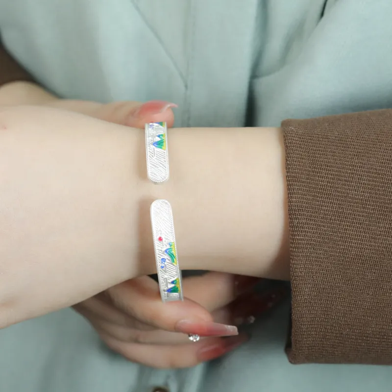 YINZHIXING 999 Fine Silver Bangles Unisex-2