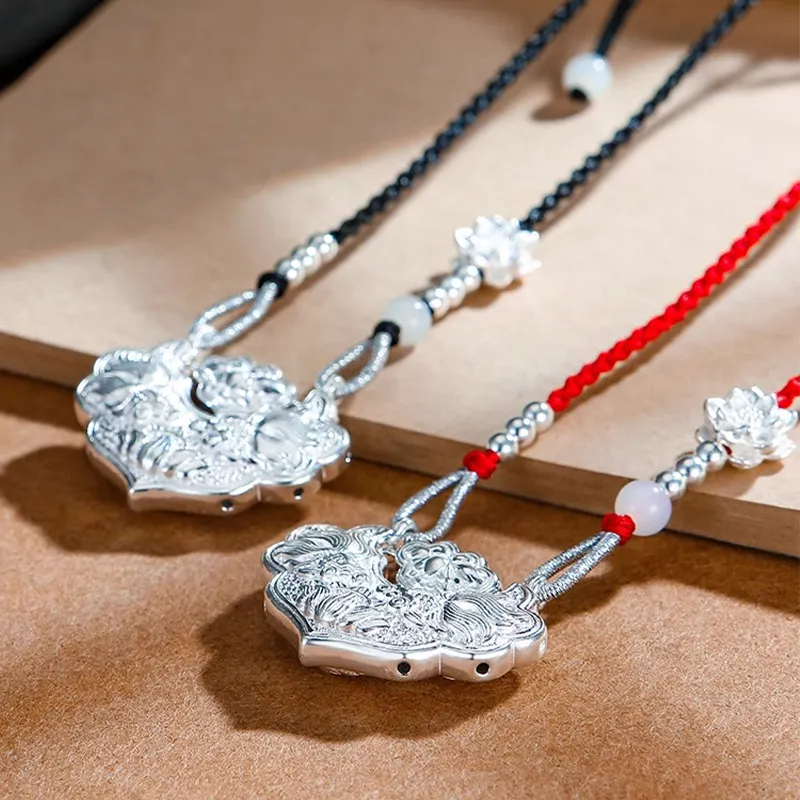 YINZHIXING Foot Silver 990 Necklaces Unisex-4