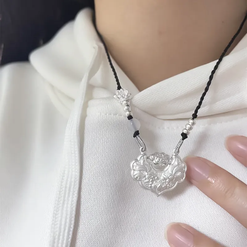 YINZHIXING Foot Silver 990 Necklaces Unisex-7