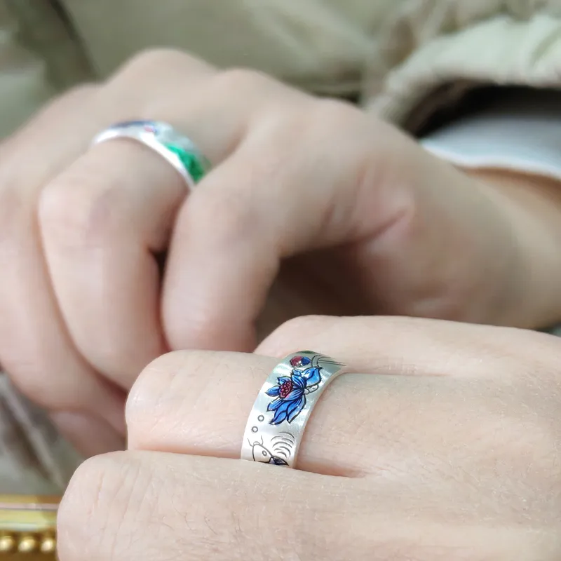 YINZHIXING 999 Fine Silver Rings Unisex-2