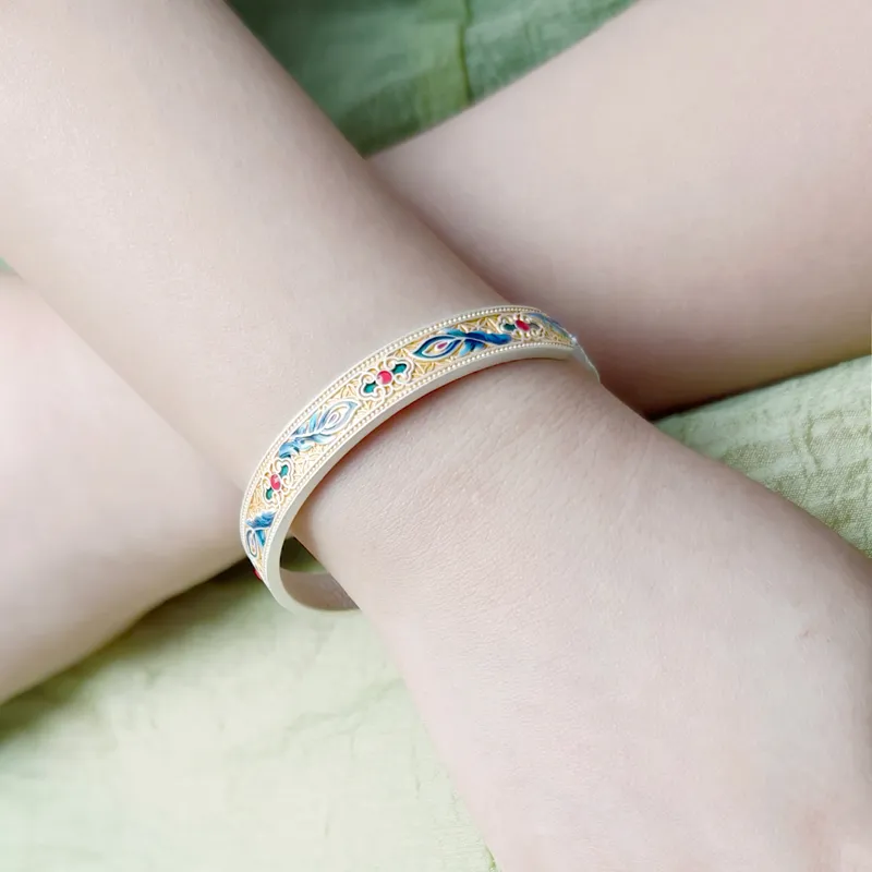 YINZHIXING 999 Fine Silver Bangles Women's-1