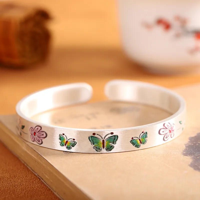 YINZHIXING 999 Fine Silver Bangles Unisex-3