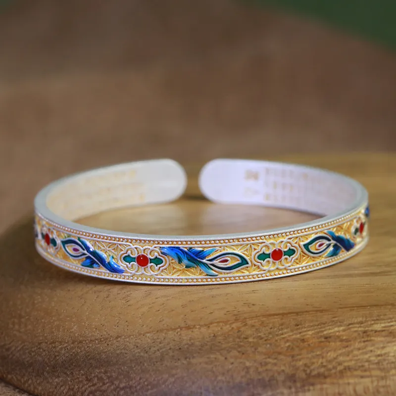 YINZHIXING 999 Fine Silver Bangles Women's-4