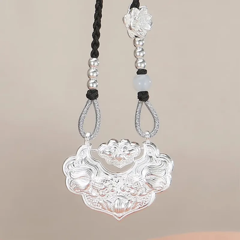 YINZHIXING Foot Silver 990 Necklaces Unisex-6