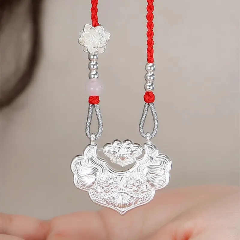 YINZHIXING Foot Silver 990 Necklaces Unisex-3