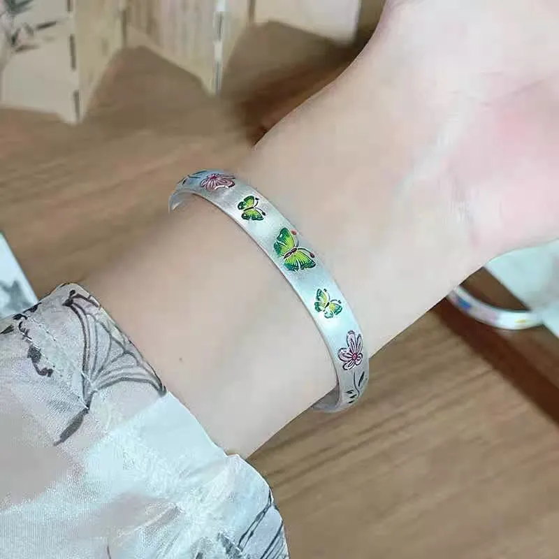 YINZHIXING 999 Fine Silver Bangles Unisex-1