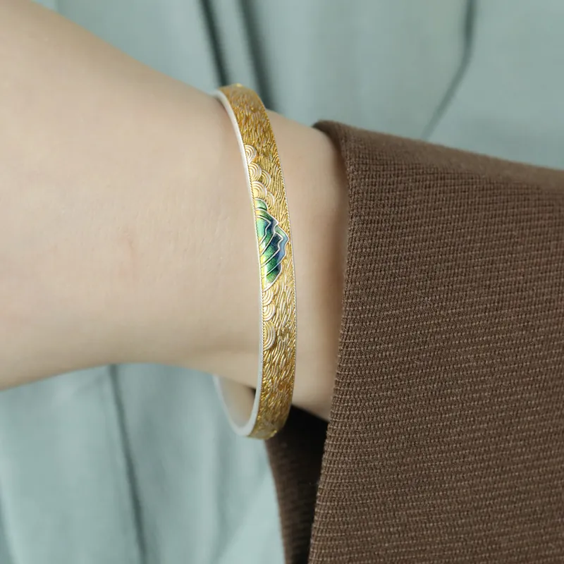 YINZHIXING 999 Fine Silver Bangles Women's-2