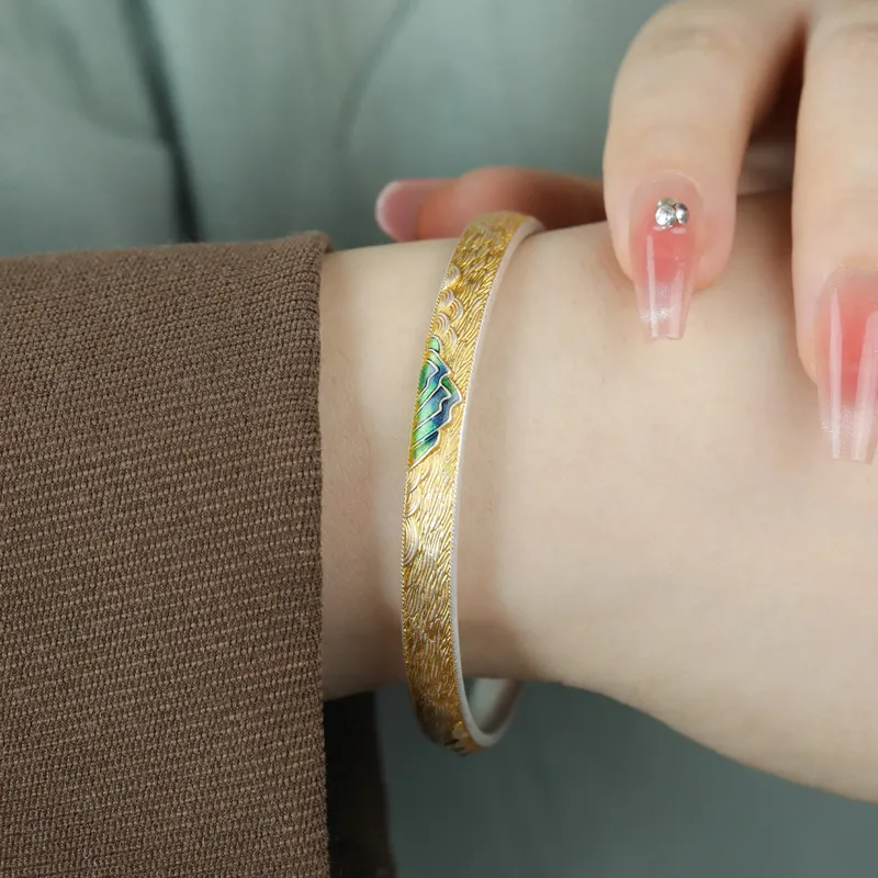 YINZHIXING 999 Fine Silver Bangles Women's-4