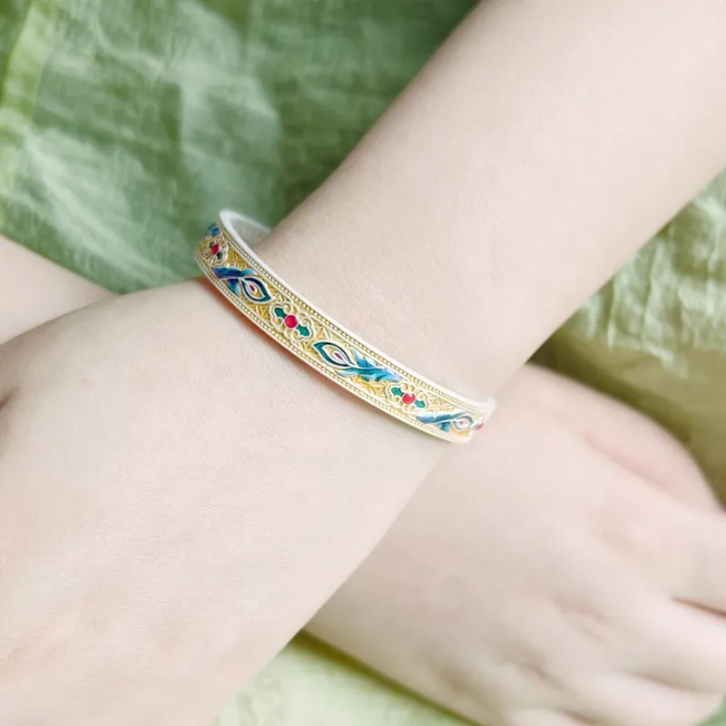 YINZHIXING 999 Fine Silver Bangles Women's-3