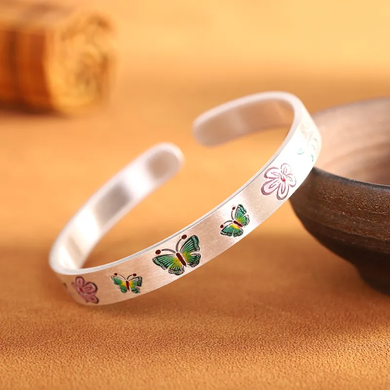 YINZHIXING 999 Fine Silver Bangles Unisex-4