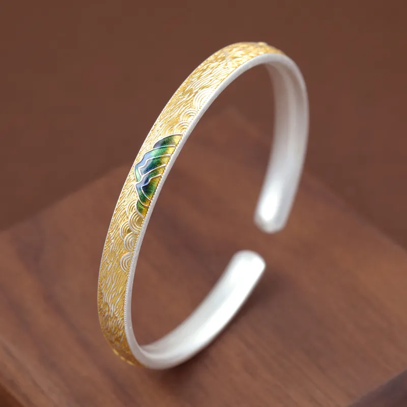 YINZHIXING 999 Fine Silver Bangles Women's-6